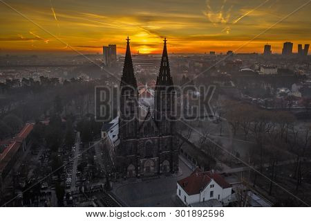 The Basilica Of St Peter And St Paul Is A Neo-gothic Church In Vyšehrad Fortress In Prague, Czech Re