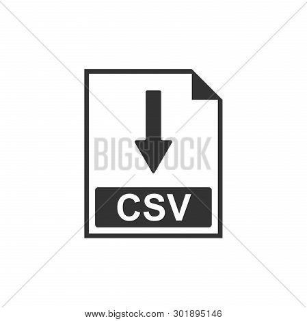 Csv File Document Icon. Download Csv Button Icon Isolated. Flat Design. Vector Illustration