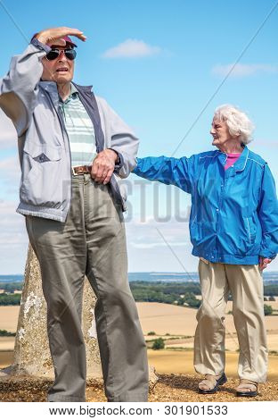 Old Couple In The British Countryside.