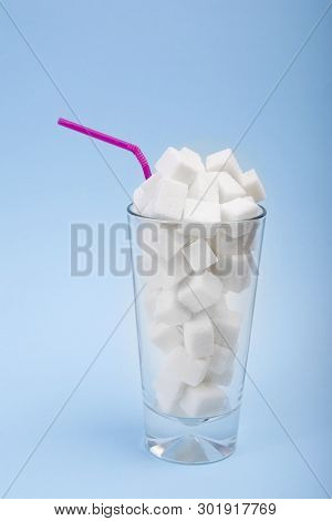 Concept Of Hidden Sugar In Soda, A Source Of Energy And Fast Carbs. Vertical Arragement.
