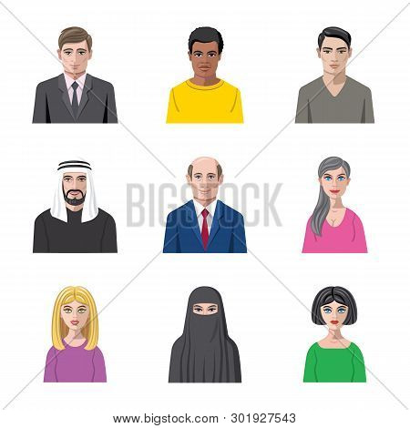 Vector Design Of Avatar And Face Icon. Set Of Avatar And Profile Stock Vector Illustration.
