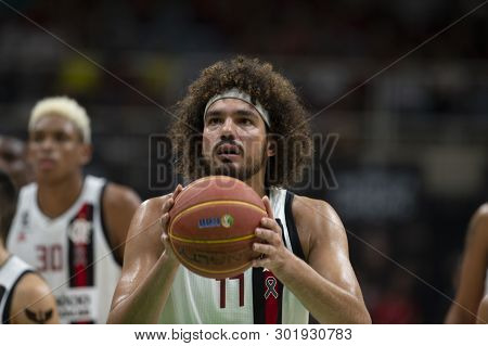 Rio, Brazil - May 19, 2019: Anderson Varejao Players During Flamengo Vs. Franca For The First Play-o