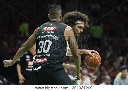 Rio, Brazil - May 19, 2019: Anderson Varejao Players During Flamengo Vs. Franca For The First Play-o