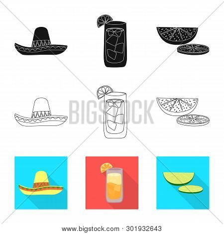 Vector Illustration Of Cafe And Latin Icon. Set Of Cafe And National Vector Icon For Stock.
