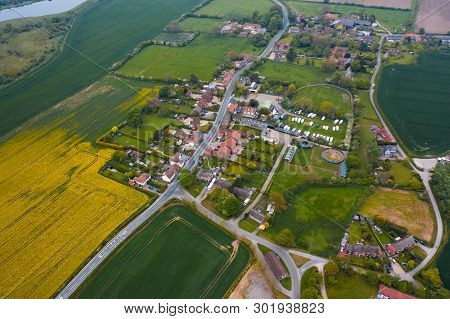 Aerial View Of The Small Village And Civil Parish Of Catwick, East Yorkshire, Uk - Spring 2019