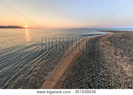 Beach At Possidi Cape On The Kasandra Peninsula. Greece. Aerial View