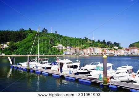 RIBADESELLA, ASTURIAS, SPAIN - MAY 15, 2019: Harbour and resort of Ribadesella, Spain, Europe