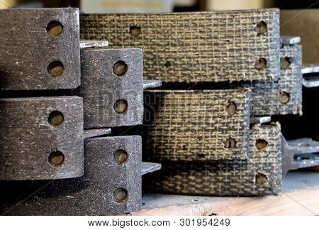 Vintage Antique Automotive Remanufactured Brake Shoe Linings Stacked