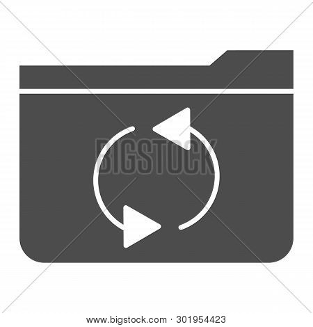 Folder Refresh Solid Icon. Update Folder Vector Illustration Isolated On White. Computer Folder Glyp