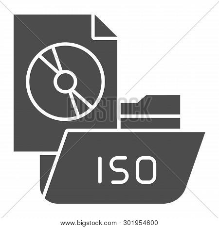 Folder With Disk Solid Icon. File Folder Vector Illustration Isolated On White. Computer Folder Glyp