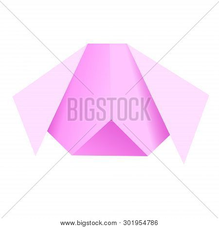 Minimalistic Paperfold Pink Pig Head In Vector, Isolated