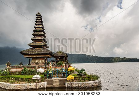 Bali, Indonesia - February 25, 2019: Ulun Danu Beratan Temple Complex In Bedoegoel. Tengahing Segara
