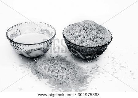 Ingredients To Make Popular Dessert Dish Kiribath Made With Rice And Milk.the Main Ingredients Of Th