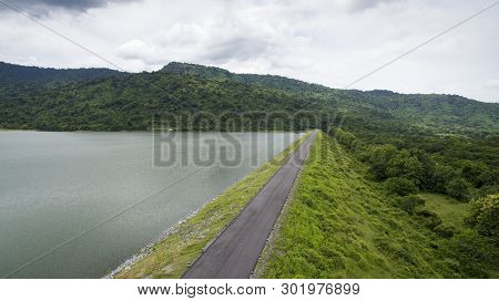 Aerial View Water Reservoir Dam In Thailand