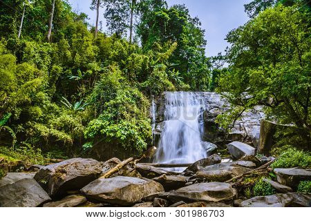 Background Wallpaper Nature Forest Hill Waterfall. Thailand Doi Inthanon. Travel Nature. Travel Rela
