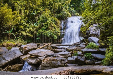 Background Wallpaper Nature Forest Hill Waterfall. Thailand Doi Inthanon. Travel Nature. Travel Rela