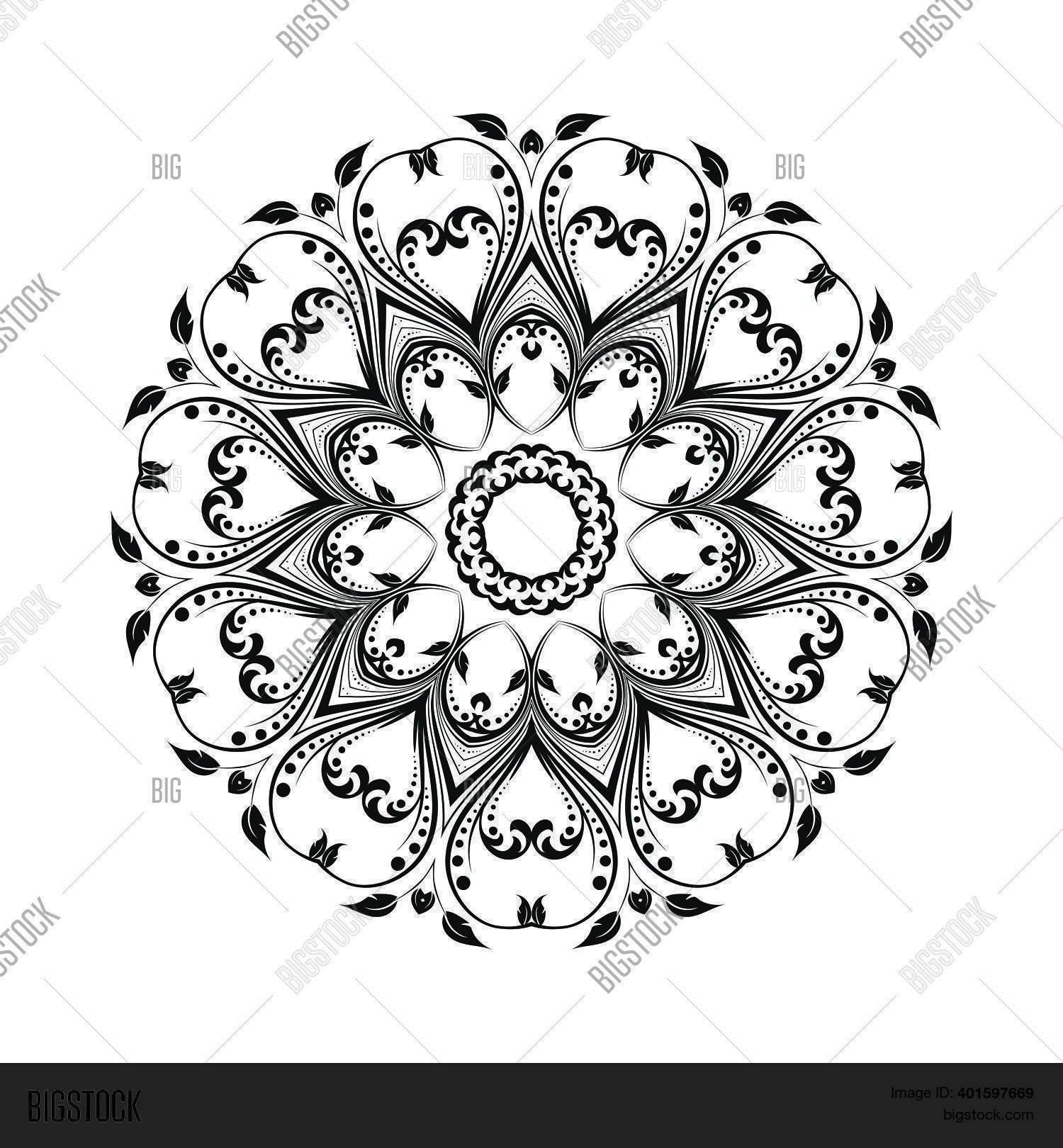 Round Black Mandala Vector & Photo (Free Trial) | Bigstock