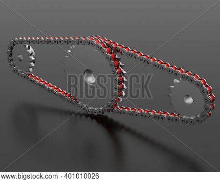 Sprockets And Gears - Theses Parts Are Used In Roller Chain And Conveyor Chain - 3d Render