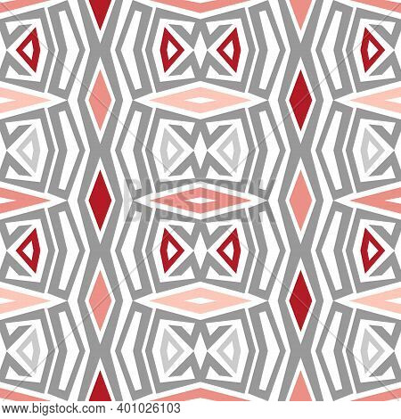 Vibrant Colored Line Art Pattern Over White Background. Seamless Geometric Wallpaper. Repeating Mode