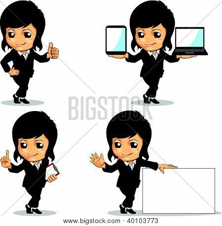 様々 なポーズの笑みを浮かべて実業家マスコット