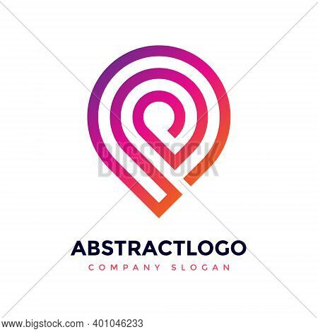 Technology Logo Design - Tech Based Letter P Pin Point Logo Design Element Unique Minimal Style Colo