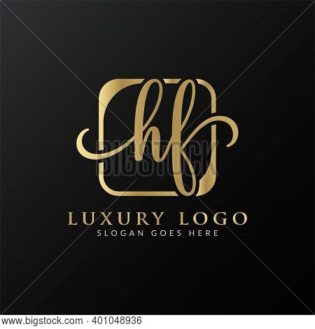 Hf Logo Design Vector Template. Initial Luxury Letter Hf Vector Illustration