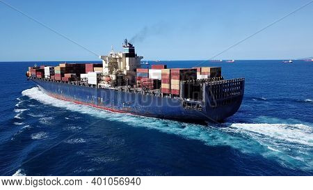 Ulcv Fully Loaded With Freight Container. Ultra-large Container Vessel.