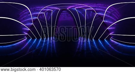 Full 360 By 180 Degree Angle Seamless Of Futurustic Minimalistic Building Interior 3d Render Illustr