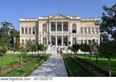 Istanbul, Turkey - October 06, 2020. Dolmabahce Palace. Exterior Facade Of The Selamlik And Selamlik