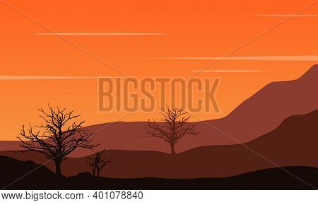 Amazing Twilight Silhouette In The Afternoon. City Vector