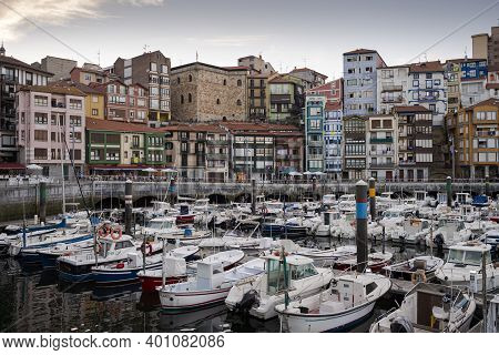 Bermeo, Spain - August 17, 2017: Views Of The City Of Bermeo, Spain, From The Sea Port