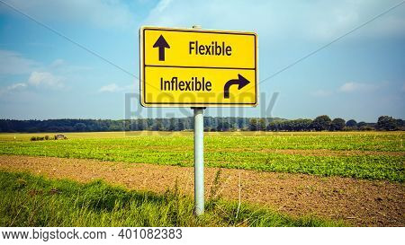 Street Sign The Direction Way To Flexible Versus Inflexible