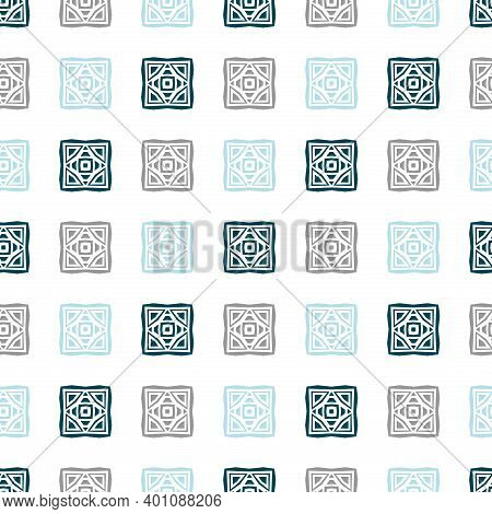 Seamless Mint Green Colored Pattern. Repeating Abstract Background With Ornamental Tiles. Tileable P