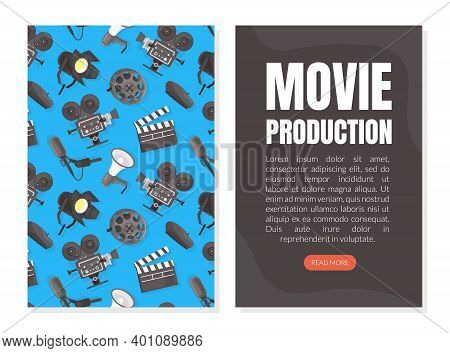 Movie Production Landing Page Template, Cinematography And Filmmaking Mobile App, Website Interface 