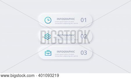 Neumorphic Banners For Infographic. Template For Diagram, Graph, Presentation And Chart. Skeuomorph 