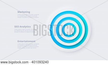 Neumorphic Circle Elements For Infographic. Template For Diagram, Graph, Presentation And Chart. Ske