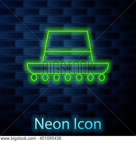 Glowing Neon Line Traditional Spanish Hat Icon Isolated On Brick Wall Background. Vector