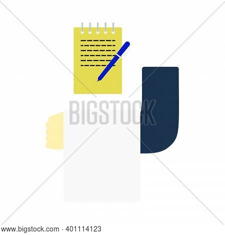 Waiter Take Oder Icon. Flat Color Design. Vector Illustration.