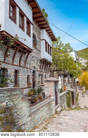 Traditional Old Houses In Makrinitsa Village Of Pelion, Greece