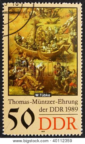 Postage Stamp Gdr 1989 Ark, Detail Of The Painting By Werner Tub