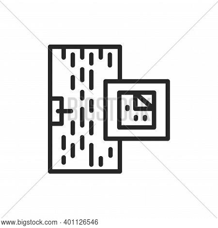 View Closed Entrance Doors Doors With Chipboard Coating Color Line Icon. Isolated Vector Element.