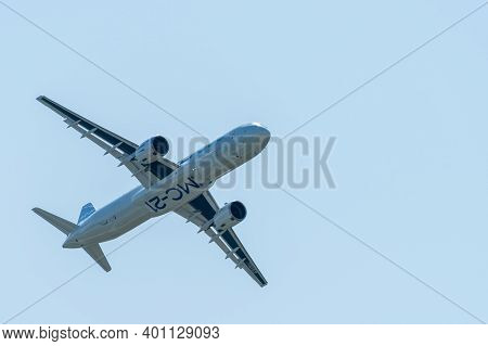 August 30, 2019. Zhukovsky, Russia. Promising Russian Medium-range Narrow-body Passenger Aircraft Ir