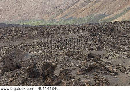 Volcanic Landscape In Los Volcanes Natural Park. Tinajo. Lanzarote. Canary Islands. Spain.