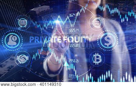 Business, Technology, Internet And Network Concept. Young Businessman Working On A Virtual Screen Of