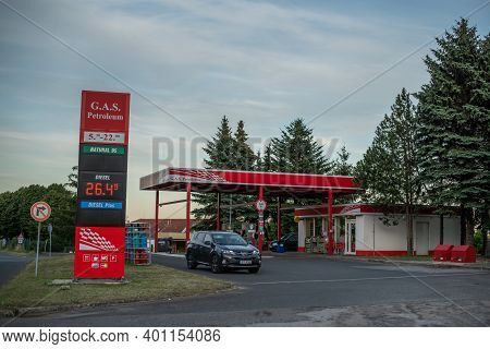 Central Bohemia, Czech Republic, 09-11-2020. Gas Petroleum Gas Station In Prague And In The Outskirt