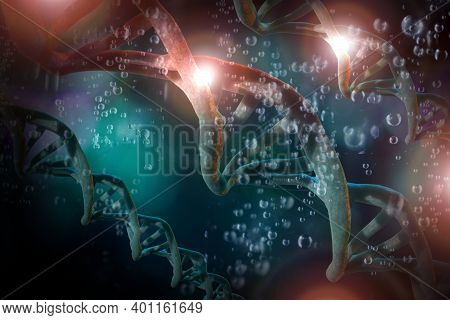 Abstract Dna Strand Double Helix Genetics 3d Illustration