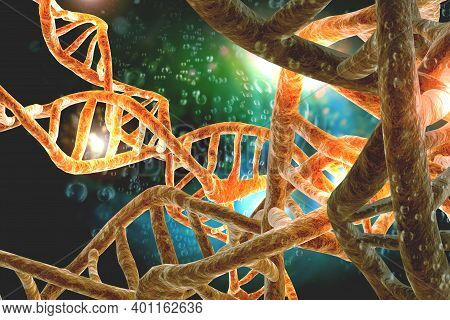 Abstract Dna Strand Double Helix Genetics 3d Illustration