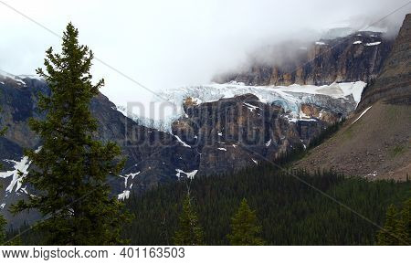 Glacier At Icefileds Parkway In Alberta, Canada.