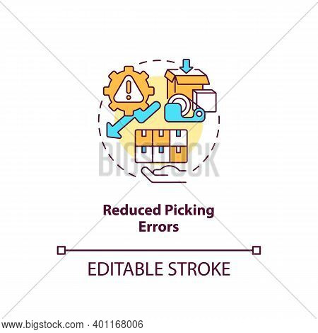 Reduced Picking Errors Concept Icon. Warehouse Management Software Benefits. Track Order Accuracy. B
