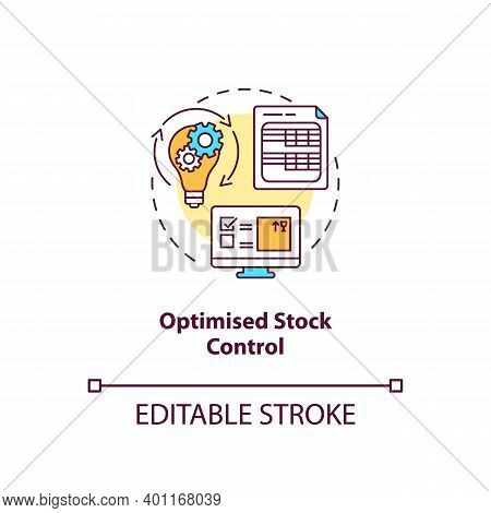 Optimised Stock Control Concept Icon. Warehouse Management Software Benefits. Management Solution. S